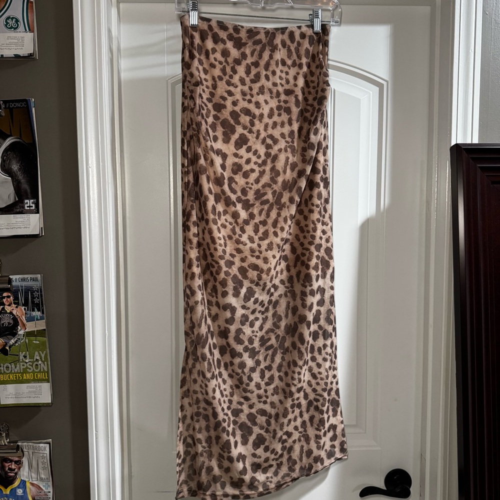 Leopard Print Midi Skirt